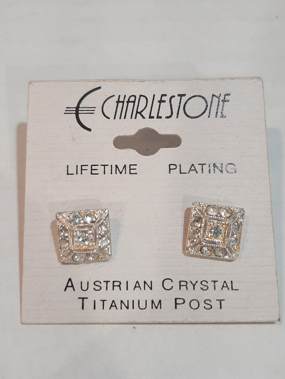 Charlestone Austrian Clear Crystal Titanium Post Earrings